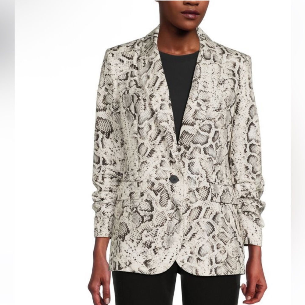 DKNY Women's Snake Print Blazer Black and White Size 10 - Picture 2 of 14